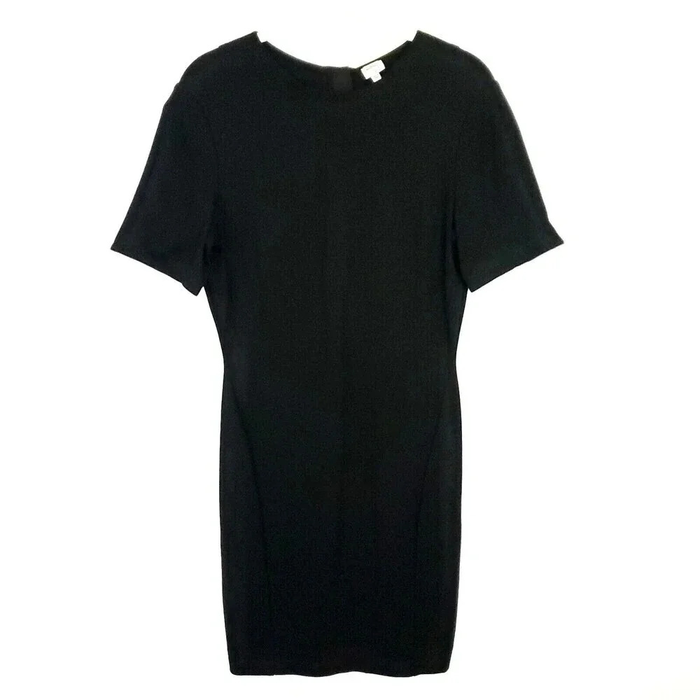 Aritzia Wilfred Womens Pencil Mini Dress Size Large Black Short Sleeve  Bodycon